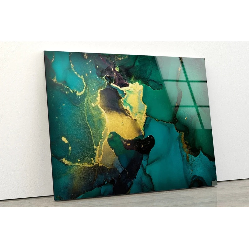 Green & Yellow Abstract UV Direct Aluminum Print Australian Made Quality