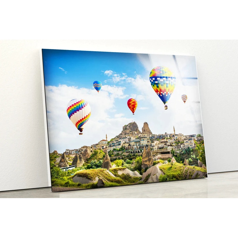 Hot Air Balloon & City UV Direct Aluminum Print Australian Made Quality
