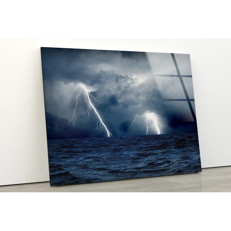 Lightning Sky Over Sea UV Direct Aluminum Print Australian Made Quality