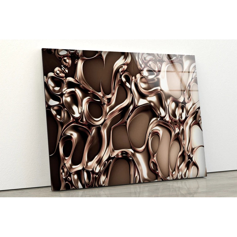 Metallic Gold Abstract UV Direct Aluminum Print Australian Made Quality
