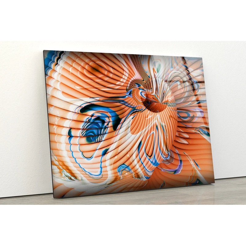 Orange & Blue Abstract UV Direct Aluminum Print Australian Made Quality