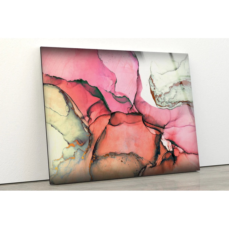Pink & Beige Abstract UV Direct Aluminum Print Australian Made Quality