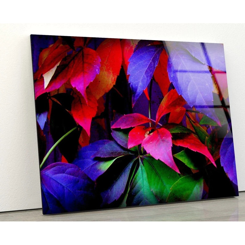 Pink Blue Green Leaves UV Direct Aluminum Print Australian Made Quality