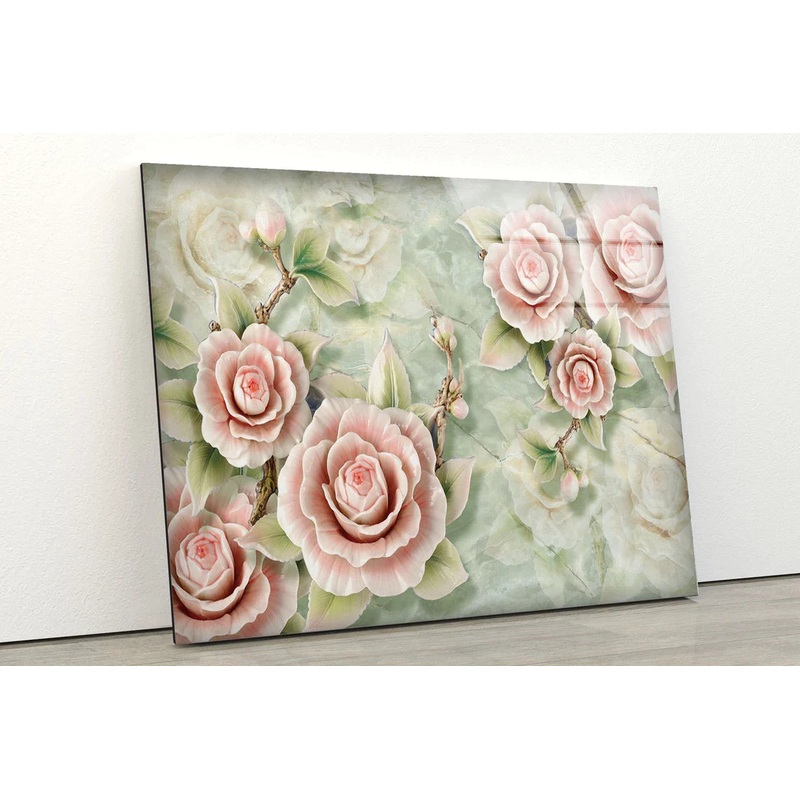 Pink Flowers 3D Marble UV Direct Aluminum Print Australian Made Quality