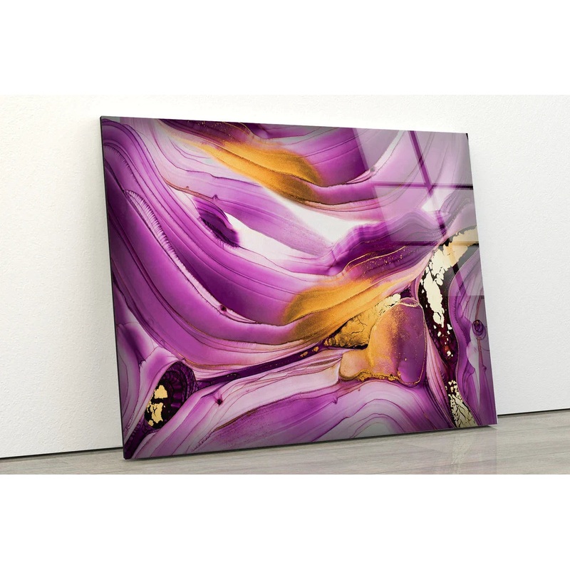 Pink & Gold Abstract UV Direct Aluminum Print Australian Made Quality