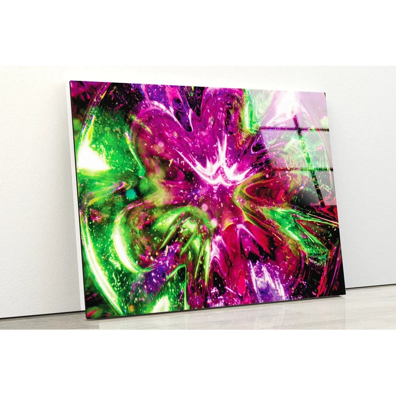 Pink & Green Abstract UV Direct Aluminum Print Australian Made Quality