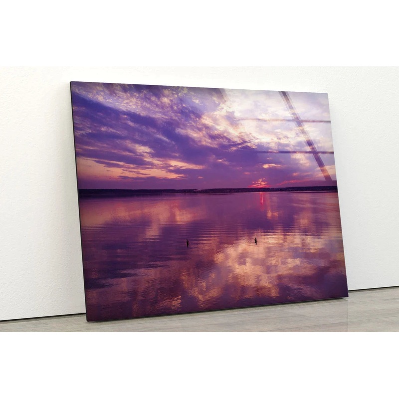 Pink Sunset Sky Lake UV Direct Aluminum Print Australian Made Quality