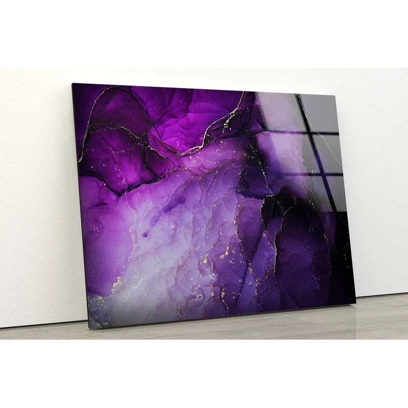 Purple Gold Lines Ink UV Direct Aluminum Print Australian Made Quality