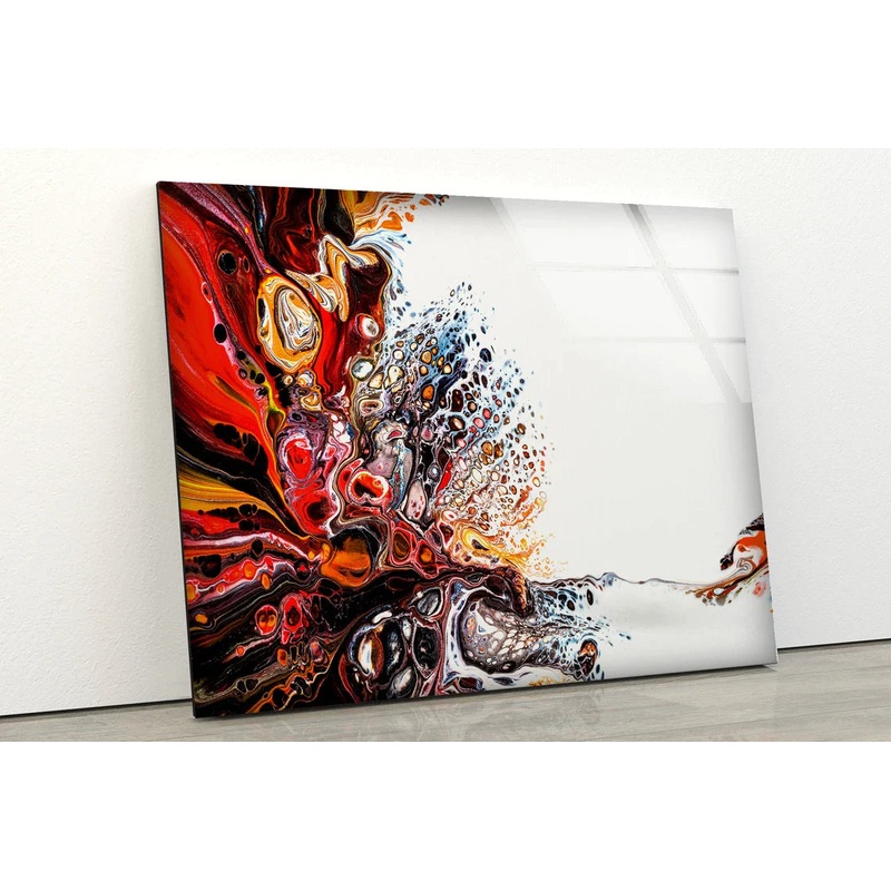 Red Black Abstract UV Direct Aluminum Print Australian Made Quality