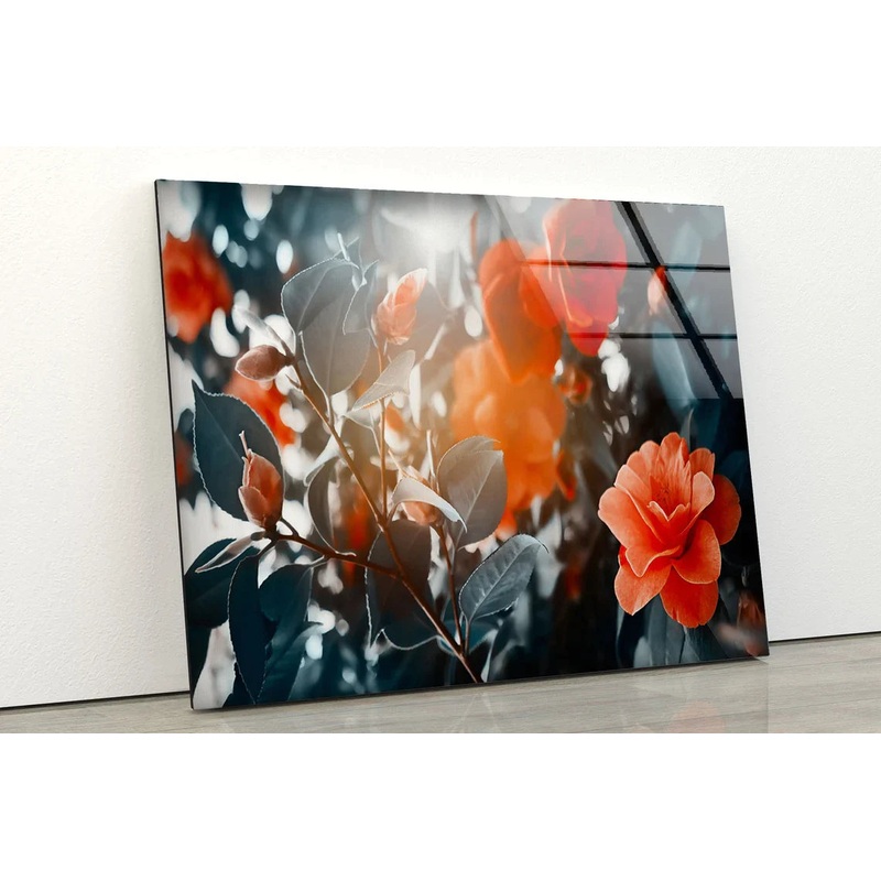 Red Flowers Tree Bush UV Direct Aluminum Print Australian Made Quality