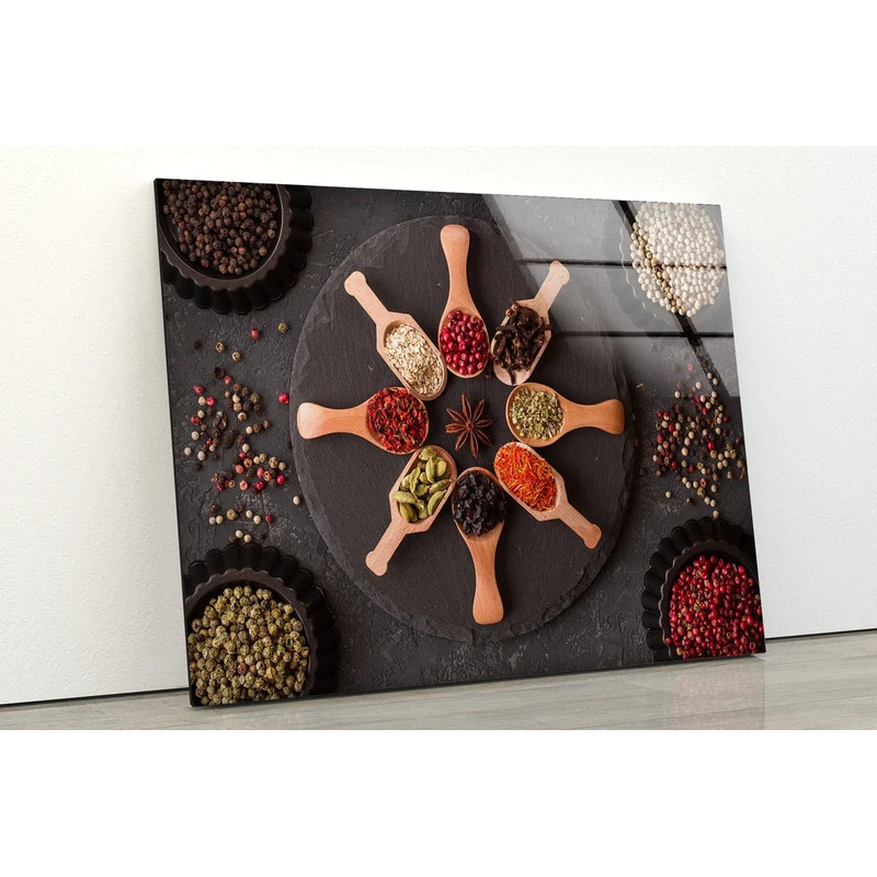 Spices on Spoons Table UV Direct Aluminum Print Australian Made Quality