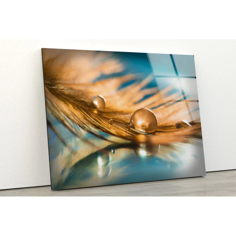 Waterdrop on Feather UV Direct Aluminum Print Australian Made Quality