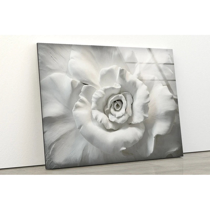 White Flower Marble UV Direct Aluminum Print Australian Made Quality