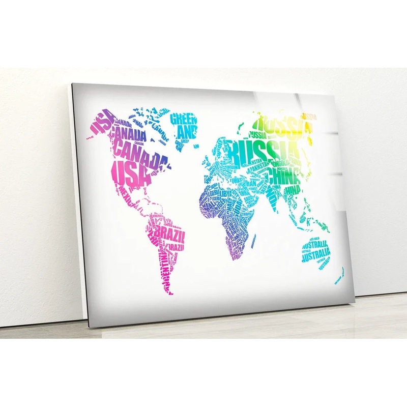 World Map Digital Art UV Direct Aluminum Print Australian Made Quality