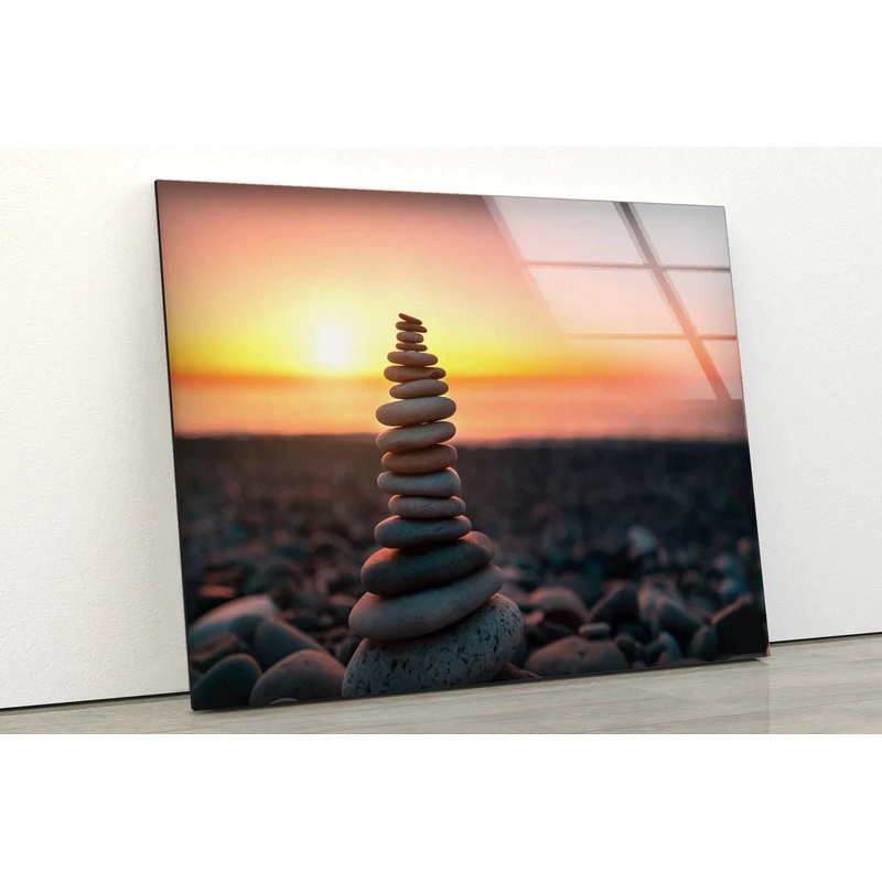 Zen Stones Sunset Sky UV Direct Aluminum Print Australian Made Quality