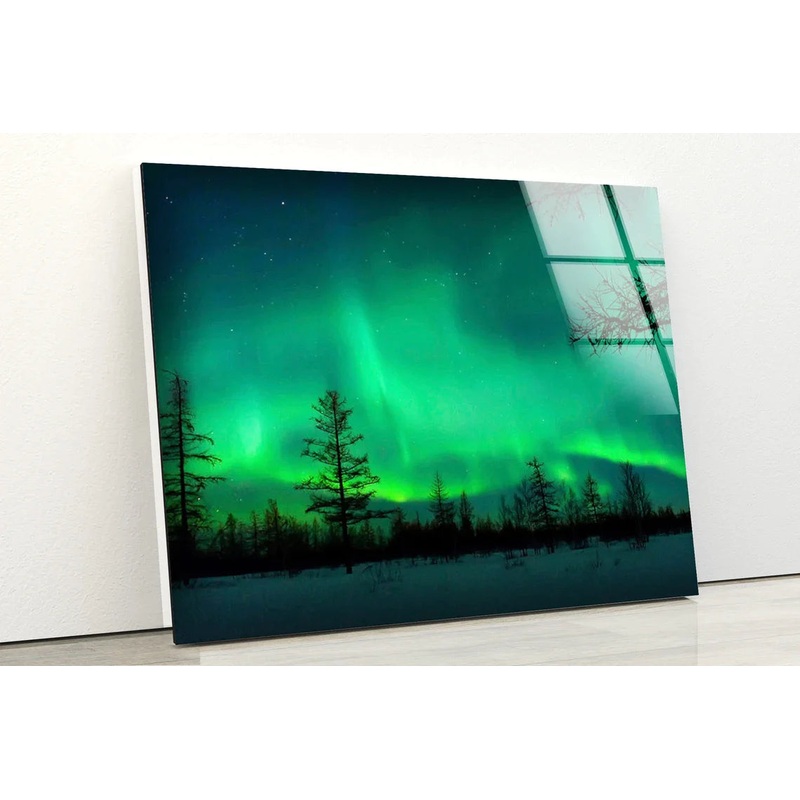 Aurora Over Forest View UV Direct Aluminum Print Australian Made Quality