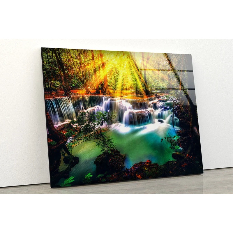 Autumn Forest Waterfall UV Direct Aluminum Print Australian Made Quality