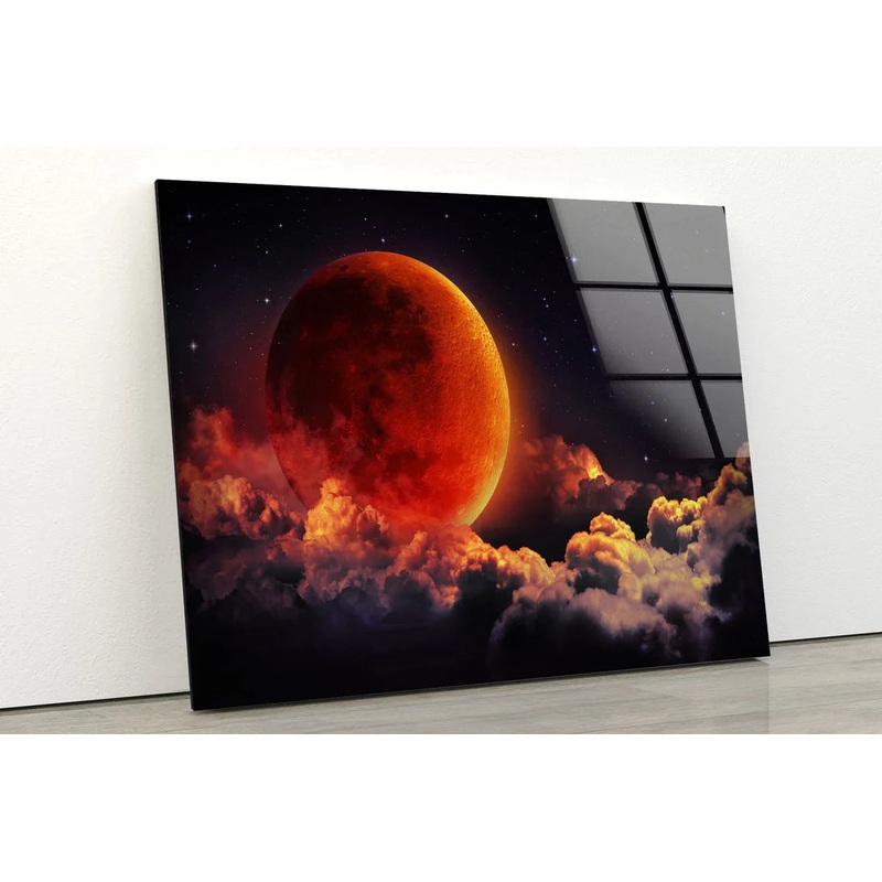Blood Moon & Cloud Sky UV Direct Aluminum Print Australian Made Quality