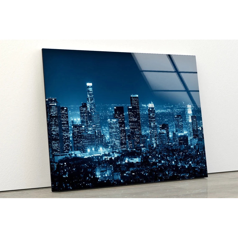 Blue City Night View UV Direct Aluminum Print Australian Made Quality