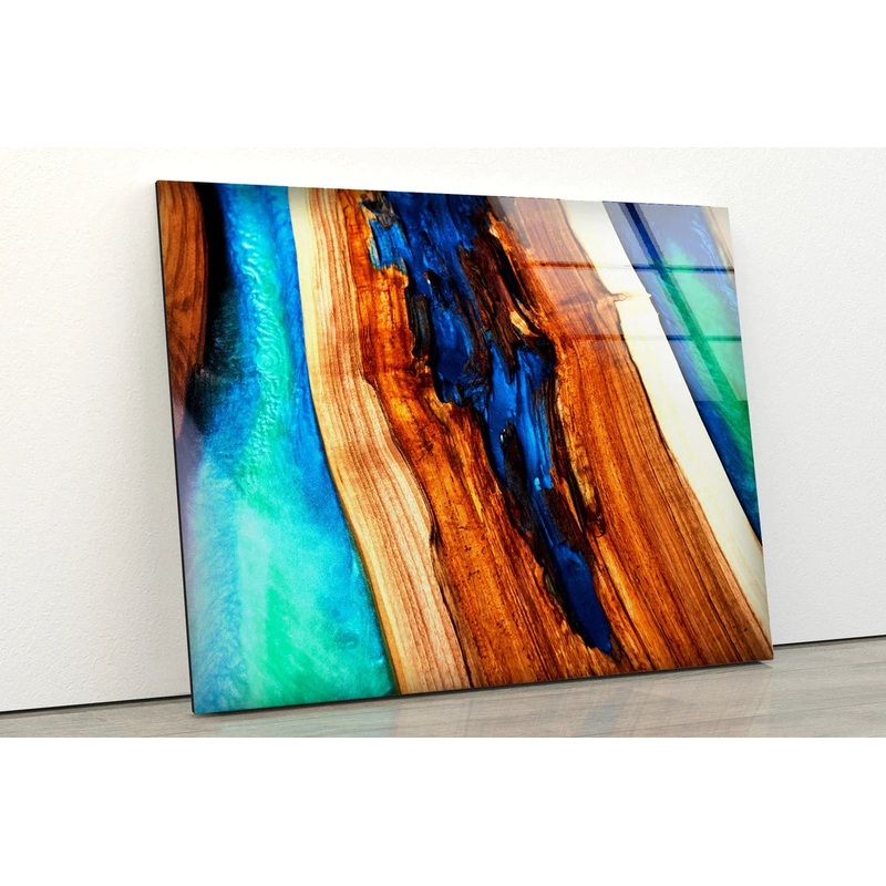 Blue & Green Resin Wood UV Direct Aluminum Print Australian Made Quality