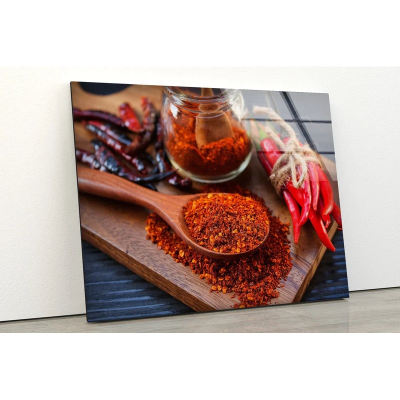 Chilli Flakes on Spoon UV Direct Aluminum Print Australian Made Quality