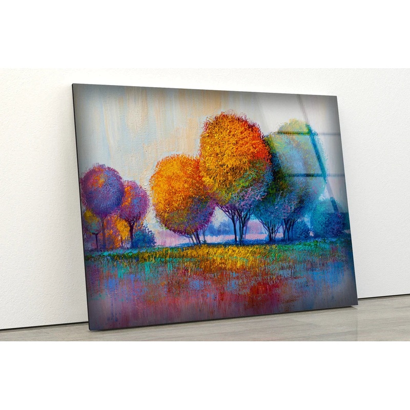 Colorful Trees Painting UV Direct Aluminum Print Australian Made Quality