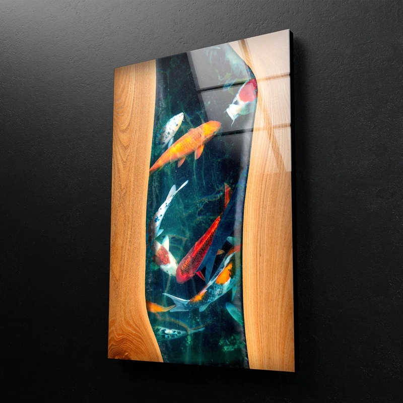 Fish Blue Resin & Wood UV Direct Aluminum Print Australian Made Quality