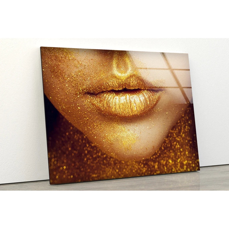 Girl Face Gold Makeup UV Direct Aluminum Print Australian Made Quality