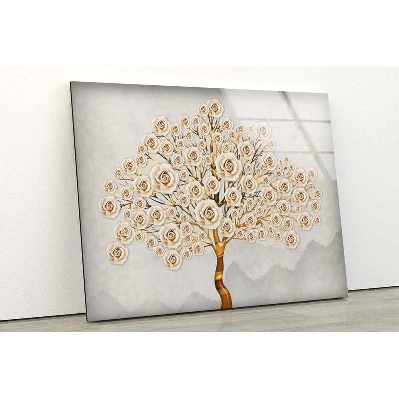 Gold & Beige 3D Tree UV Direct Aluminum Print Australian Made Quality