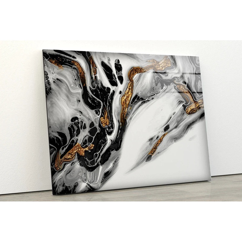 Gold & Grey Abstract UV Direct Aluminum Print Australian Made Quality