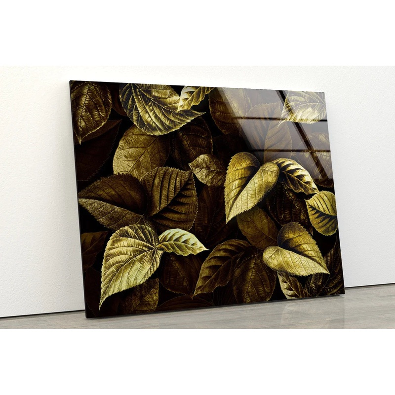 Gold Leaves Closeup UV Direct Aluminum Print Australian Made Quality