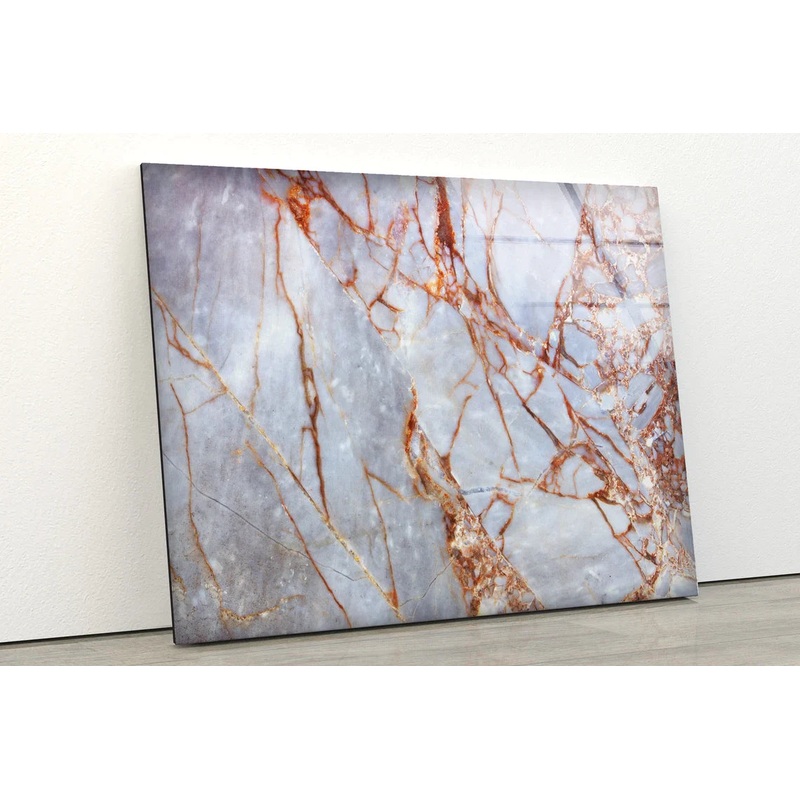 Gold Red & Grey Marble UV Direct Aluminum Print Australian Made Quality