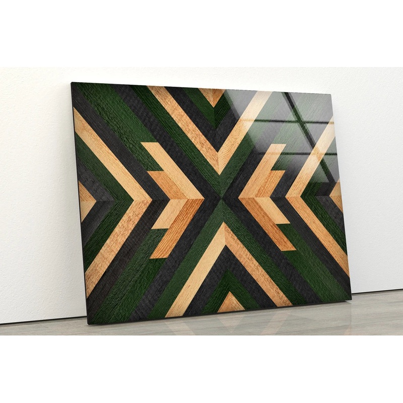 Green & Beige Pattern UV Direct Aluminum Print Australian Made Quality