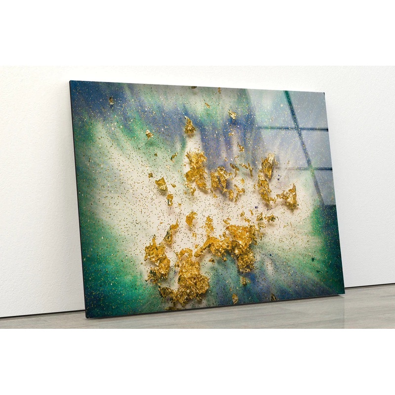 Green Gold White Fluid UV Direct Aluminum Print Australian Made Quality
