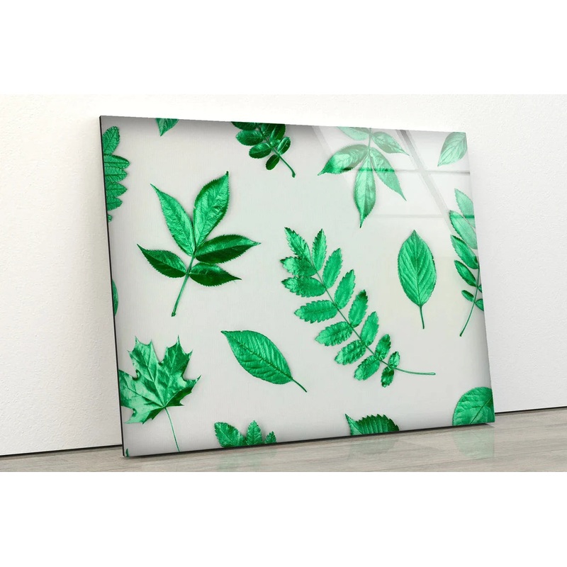 Green Leaves Floral UV Direct Aluminum Print Australian Made Quality