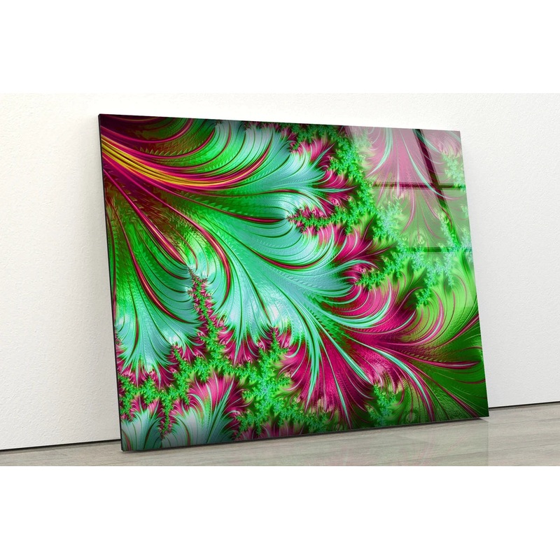 Green & Pink Abstract UV Direct Aluminum Print Australian Made Quality