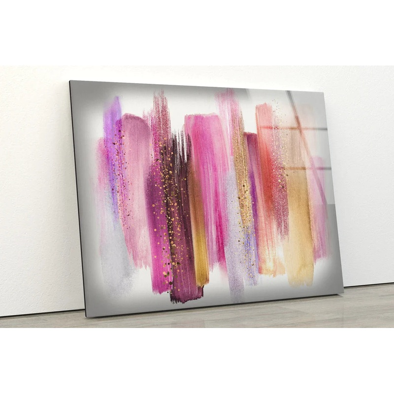 Pink Brown Gold Strokes UV Direct Aluminum Print Australian Made Quality