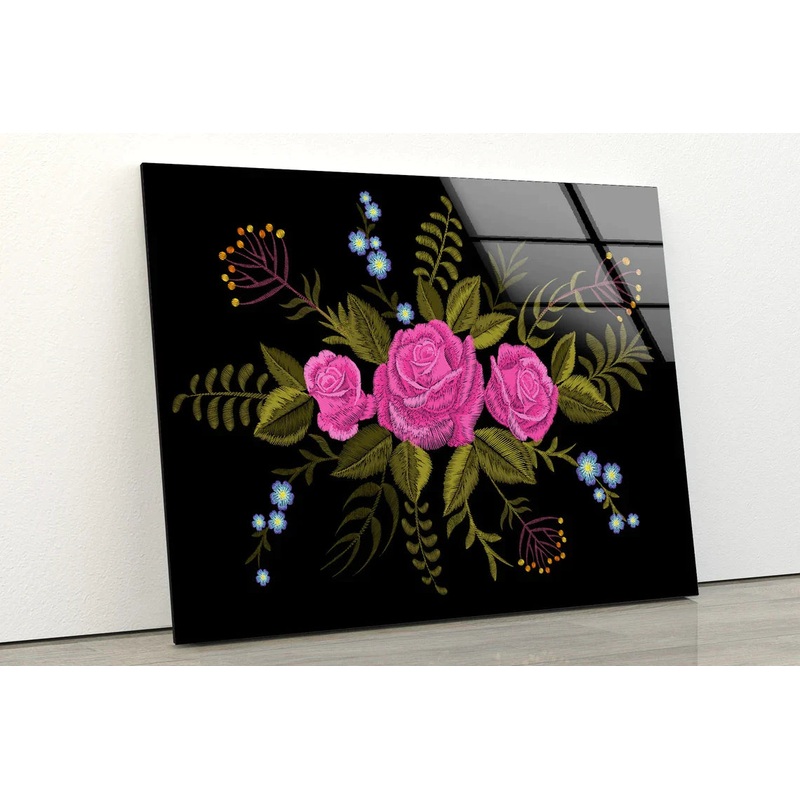 Pink Rose Floral Vector UV Direct Aluminum Print Australian Made Quality