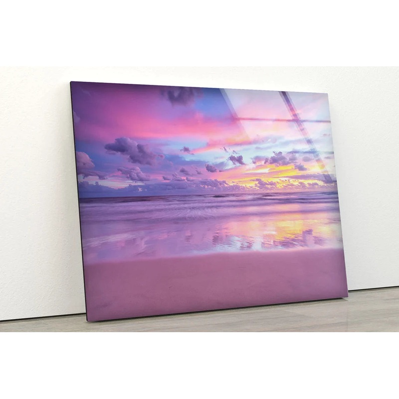 Pink Sunset Sea Scenery UV Direct Aluminum Print Australian Made Quality