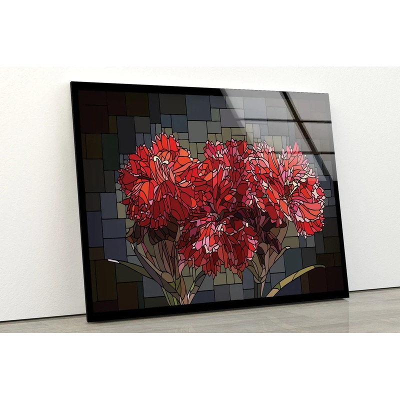 Red Flowers 3D Vector UV Direct Aluminum Print Australian Made Quality