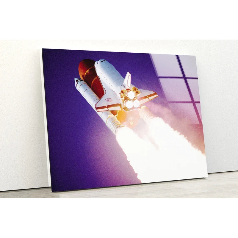 Rocket on Space View UV Direct Aluminum Print Australian Made Quality