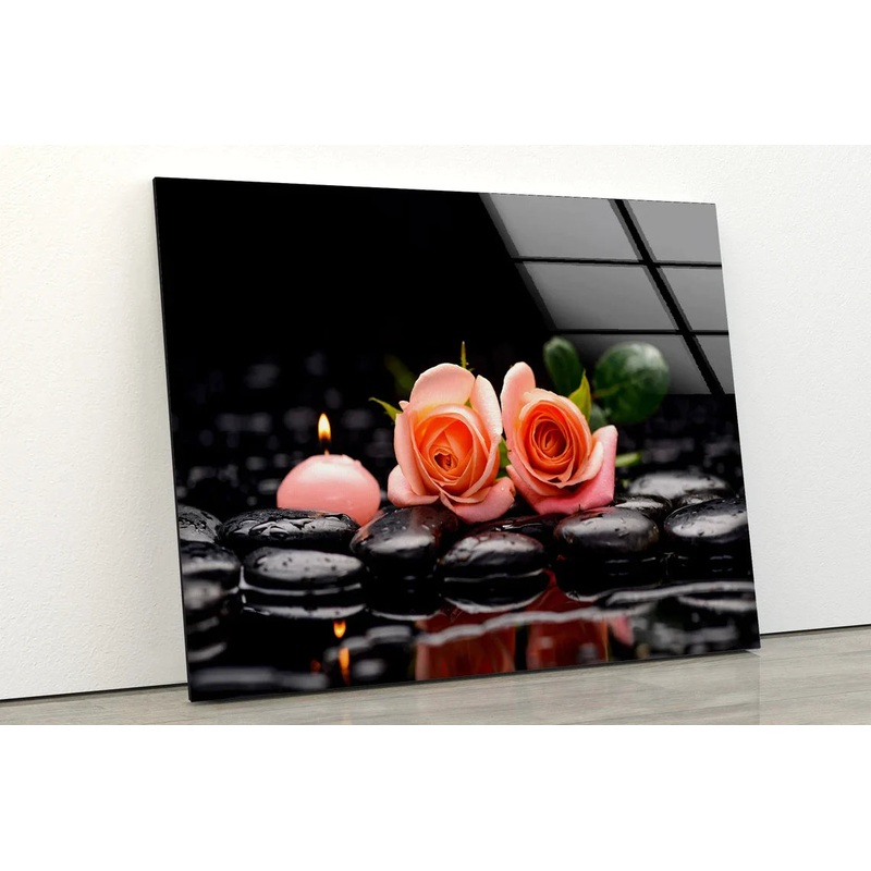 Rose Flower & Candle UV Direct Aluminum Print Australian Made Quality