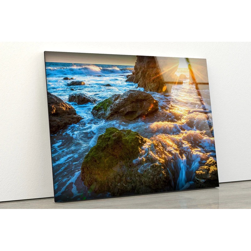 Sea with Rocks Sunshine UV Direct Aluminum Print Australian Made Quality