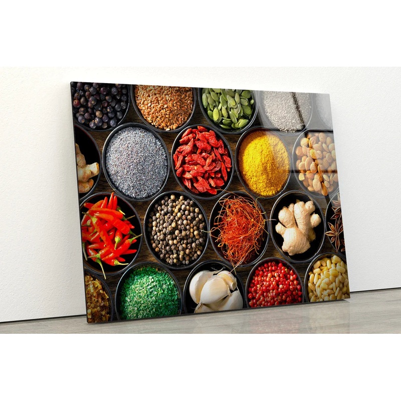 Spices on Cups View UV Direct Aluminum Print Australian Made Quality