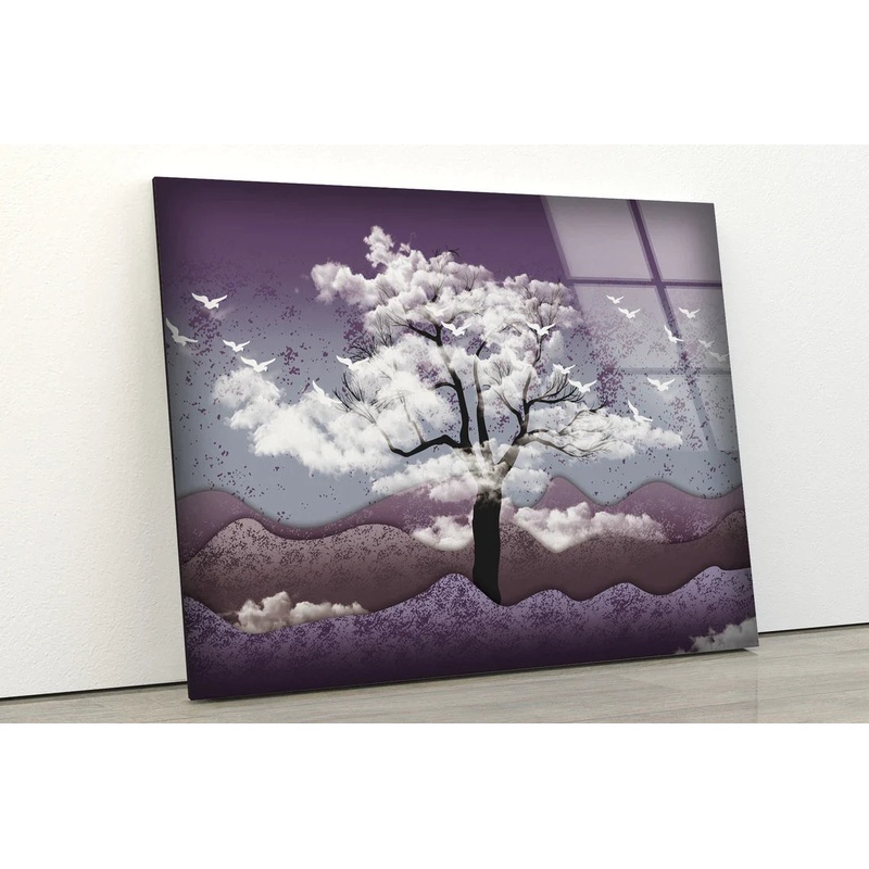 Tree & Mountain Vector UV Direct Aluminum Print Australian Made Quality