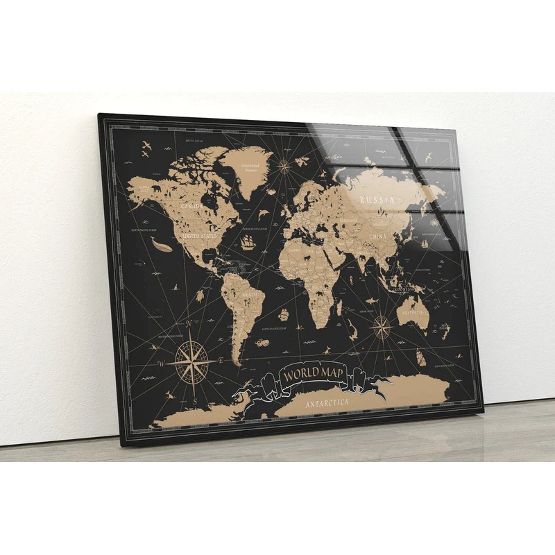 Vintage Map Vector UV Direct Aluminum Print Australian Made Quality