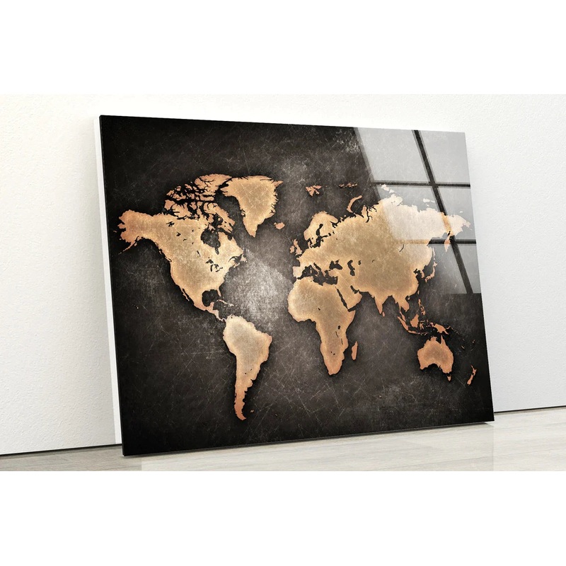 Vintage World Map 3D UV Direct Aluminum Print Australian Made Quality