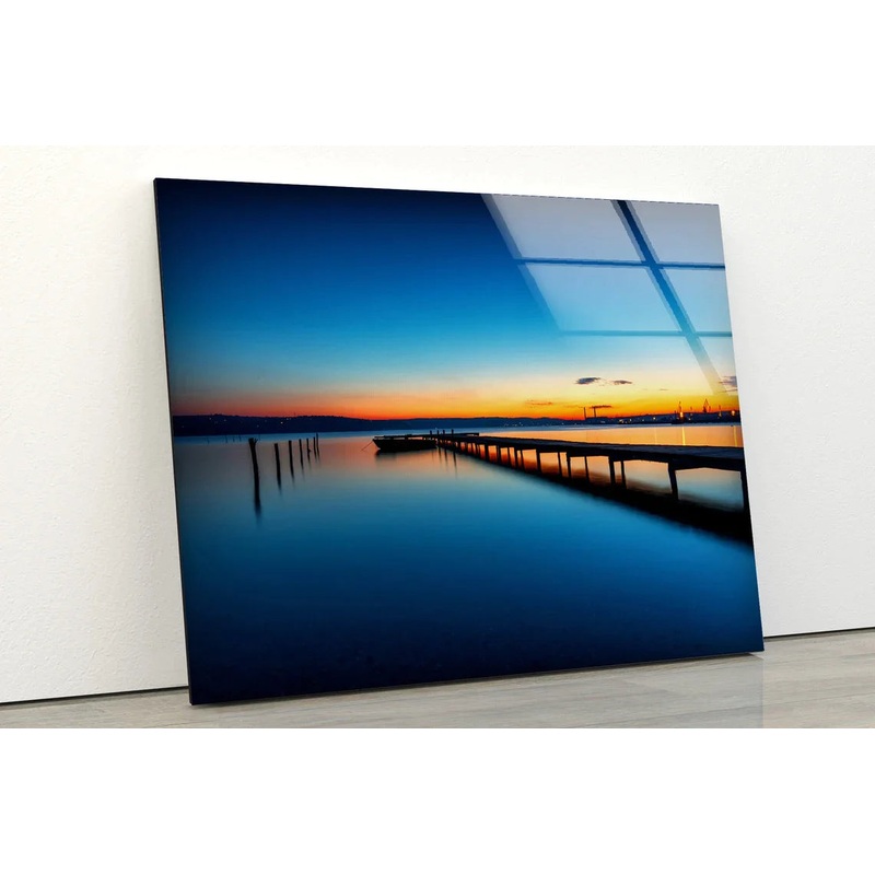 Wooden Pier Sea Sunset UV Direct Aluminum Print Australian Made Quality
