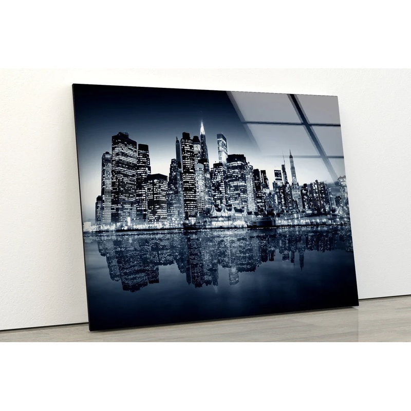 City Near Sea B&W UV Direct Aluminum Print Australian Made Quality