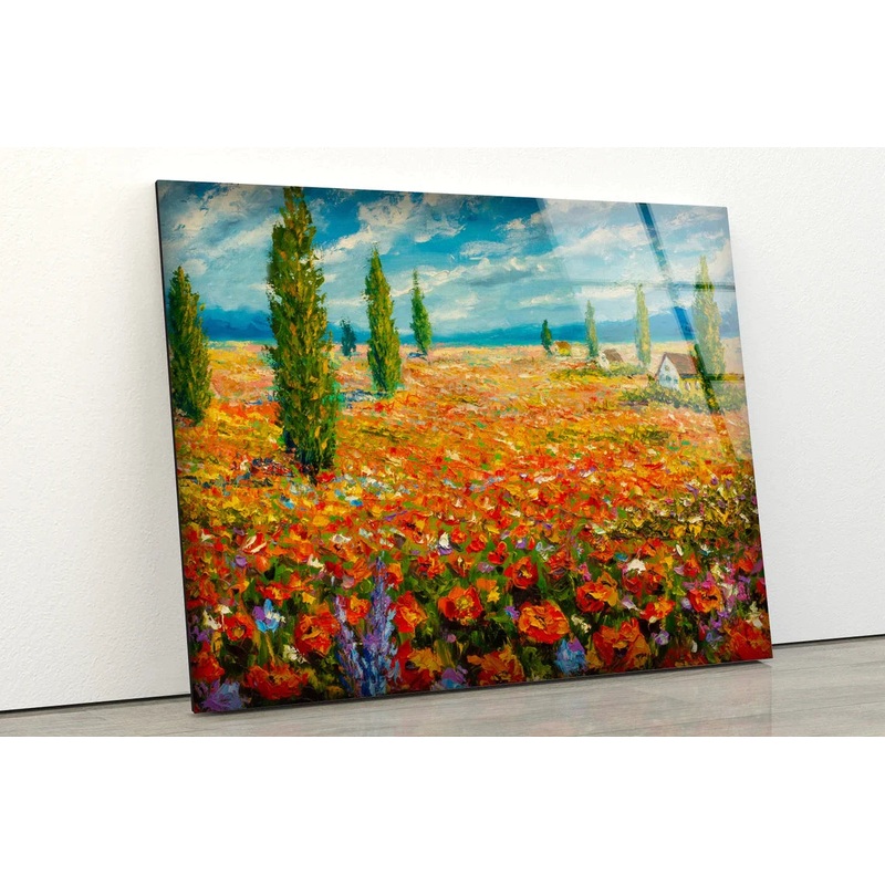 Flower Field Painting UV Direct Aluminum Print Australian Made Quality